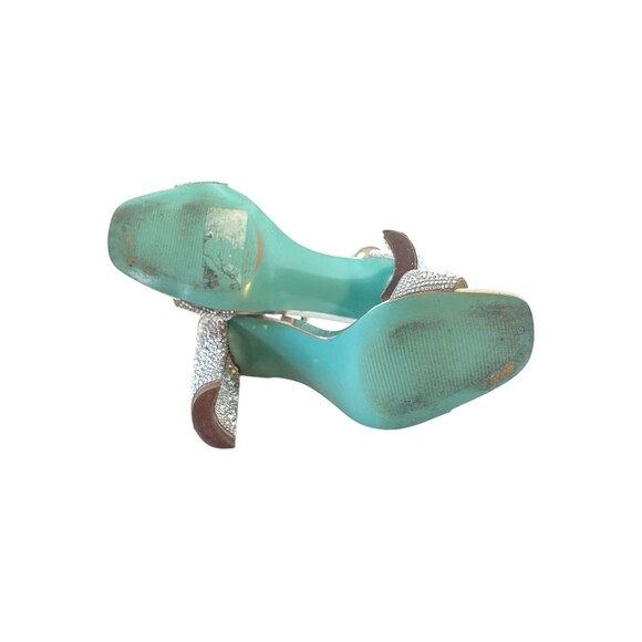Betsey Johnson Blue SB-Rina Silver Rhinestone Block Heel Sandals Size 6 - Picture 12 of 12